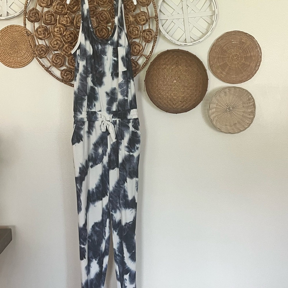 Stylish Blue and White Jumpsuit